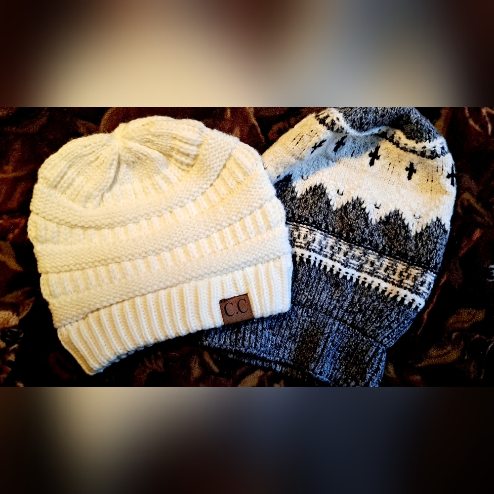 Lot Of 2-Winter Ladies Beanies C.C. AND American Eagle Outfitters